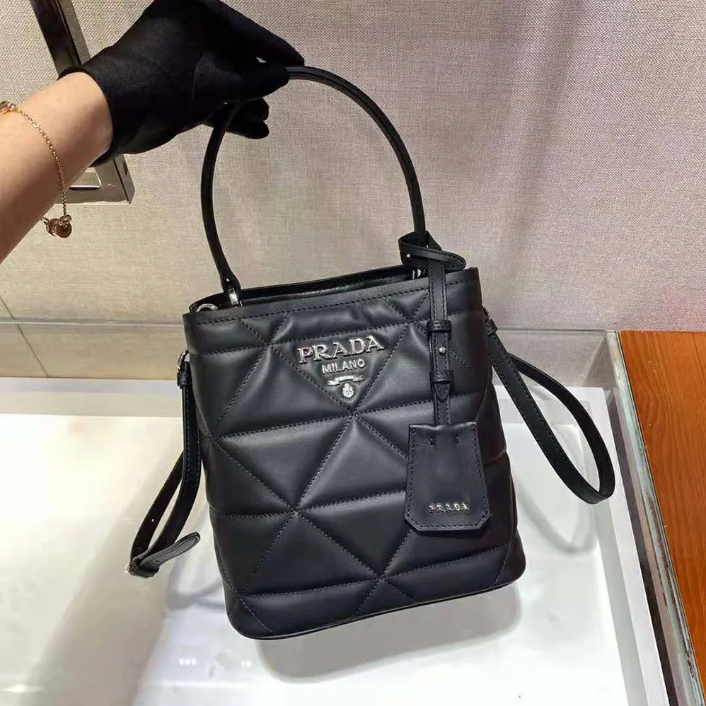 Prada Bucket Design Spectrum Leather Bag for Women in Black Prada Bucket Design Spectrum Leather Bag for Women in Black