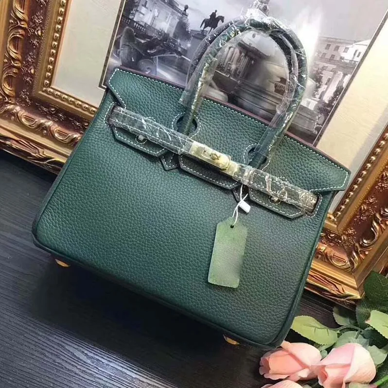 Hermes Birkin 25 Bag in Togo Leather with Silver Hardware in Green Hermes Birkin 25 Bag in Togo Leather with Silver Hardware in Green