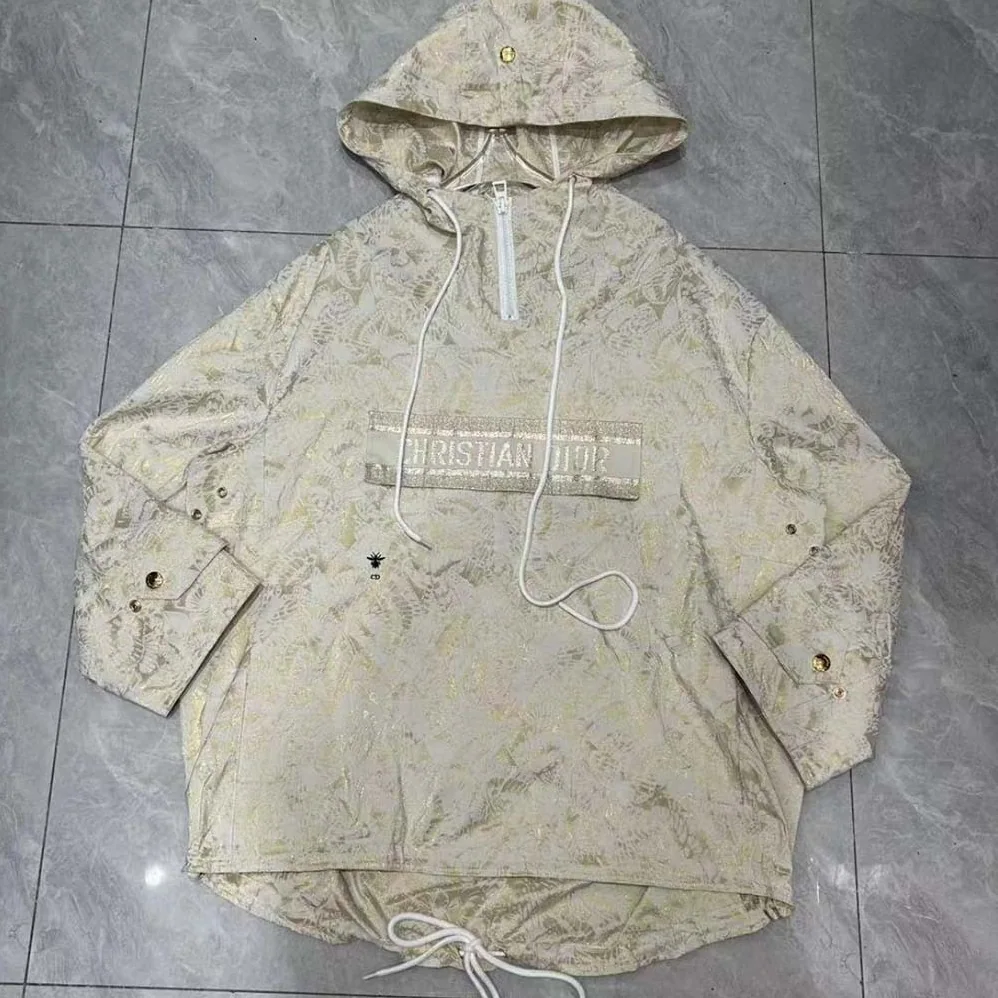 Dior Hooded D-Way windbreaker Gold for Women in Tone Technical Taffeta Jacquard Dior Hooded D-Way windbreaker Gold for Women in Tone Technical Taffeta Jacquard