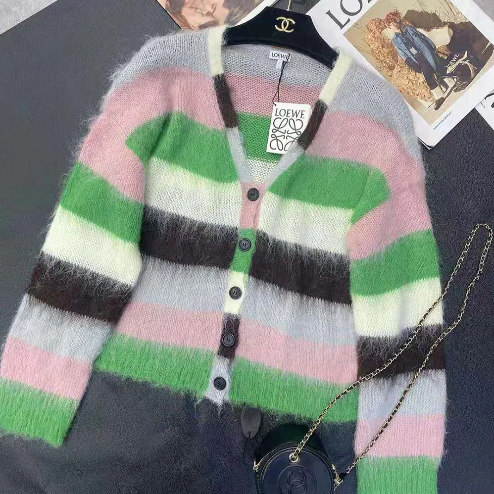 Loewe Stripe Cardigan in Mohair for Women Loewe Stripe Cardigan in Mohair for Women