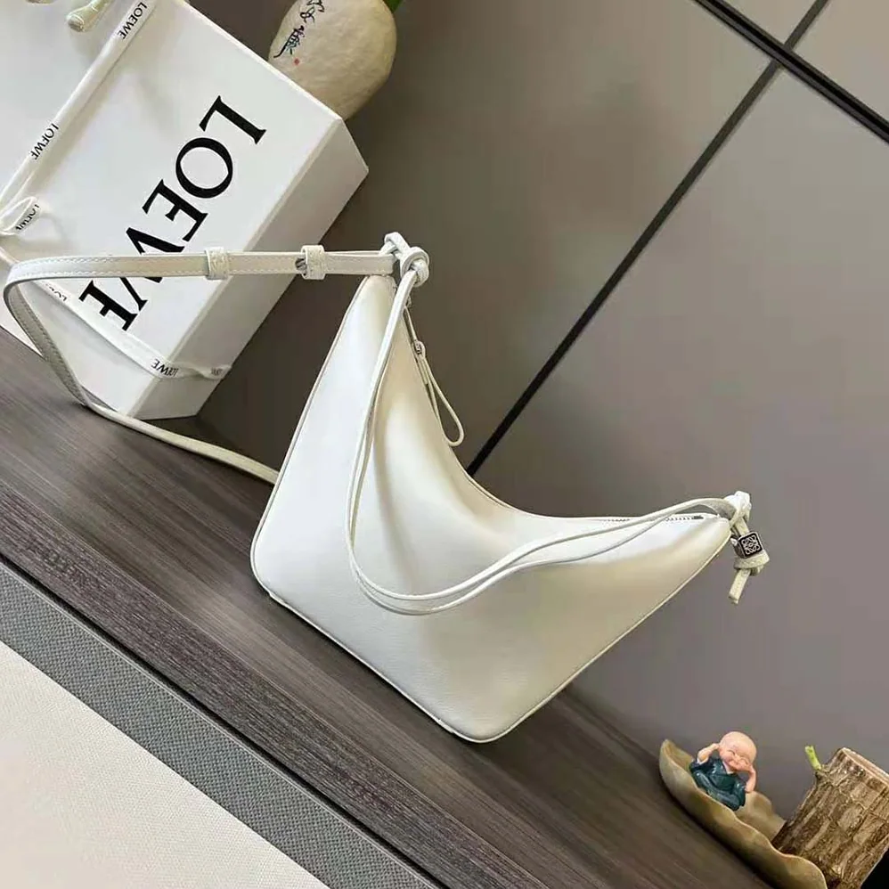 Loewe Mini Hammock Hobo Bag in Classic Calfskin for Women in White Loewe Mini Hammock Hobo Bag in Classic Calfskin for Women in White