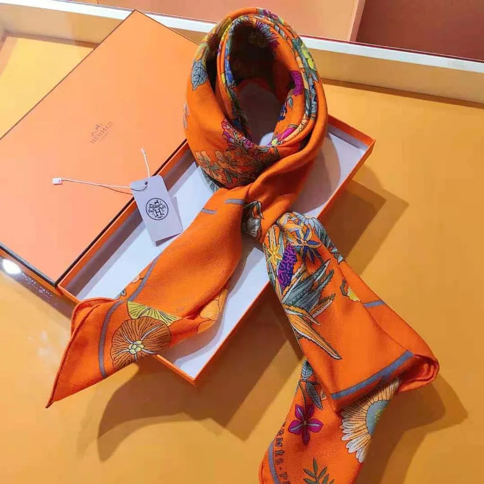 Hermes Planifleurs Scarf 90 for Women in Orange