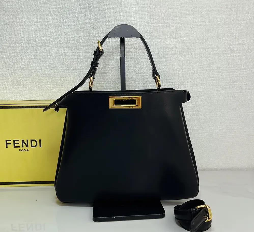 Fendi Peekaboo Soft Medium Black Leather Bag for Women