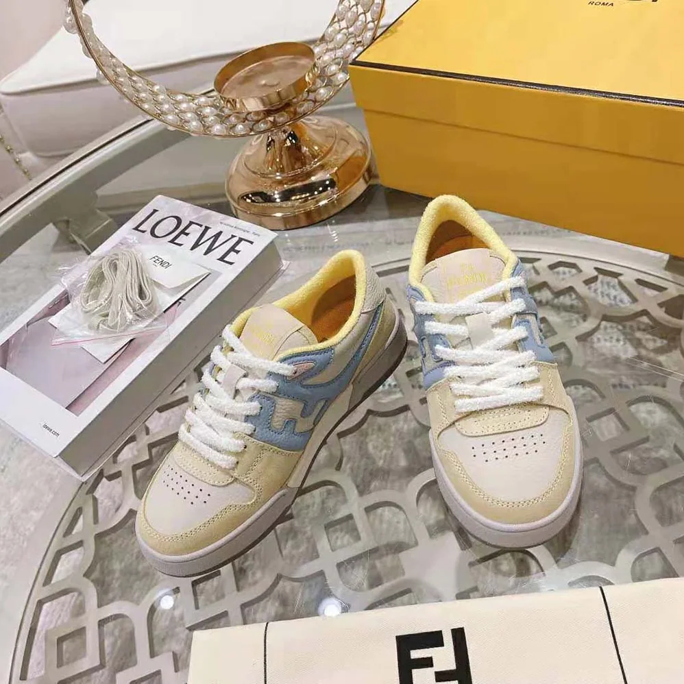Fendi Match Yellow Suede Low for Men in Tops