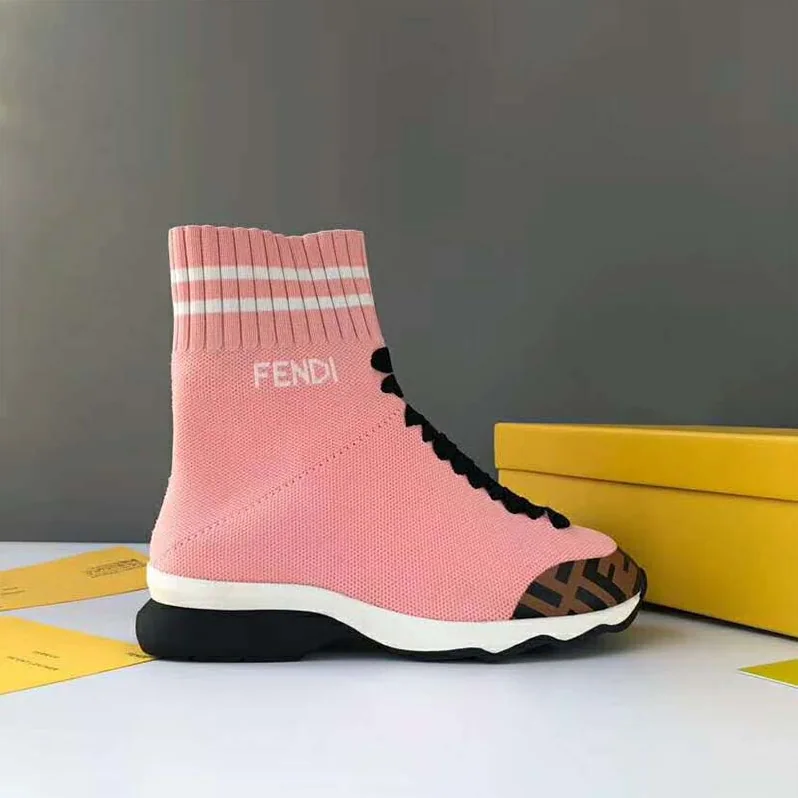 Fendi Shoes Pale Fabric Sneaker Boots for Women in Pink Fendi Shoes Pale Fabric Sneaker Boots for Women in Pink