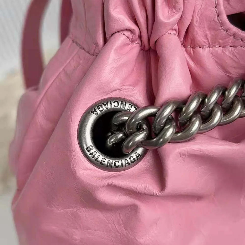 Balenciaga Crush Small Tote Bag in Pink Crushed Calfskin for Women Balenciaga Crush Small Tote Bag in Pink Crushed Calfskin for Women