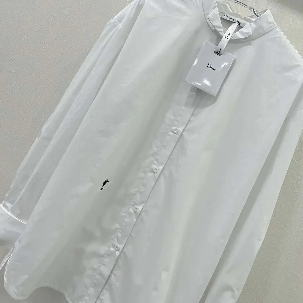 Dior Wing-Collar Shirt White Cotton Poplin for Women Dior Wing-Collar Shirt White Cotton Poplin for Women