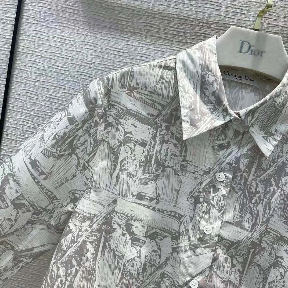 Dior Blouse White D for Women in Cariatides Cotton Poplin Dior Blouse White D for Women in Cariatides Cotton Poplin