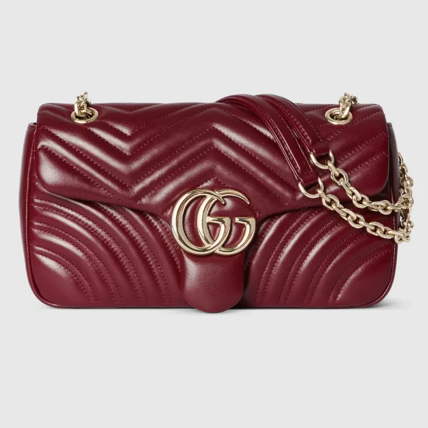 Gucci Marmont Medium Shoulder Bag / Rosso Ancora Red Light Gold Hardware