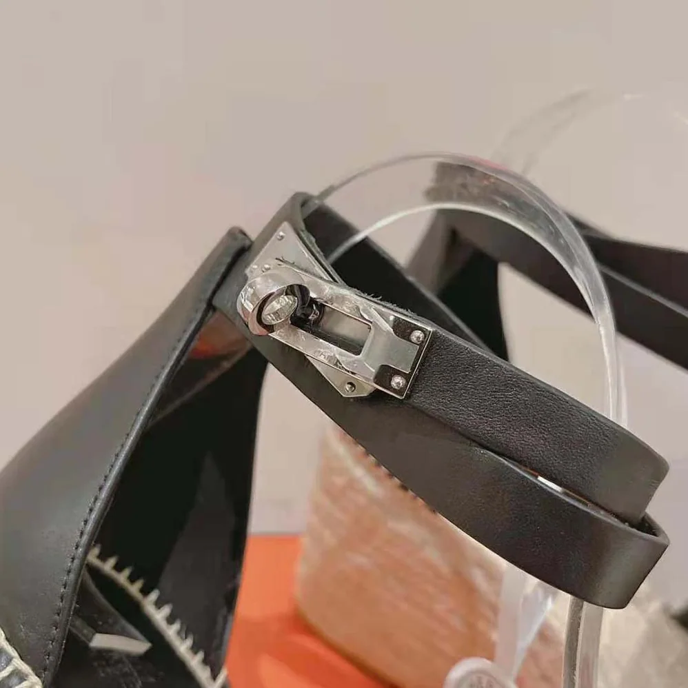 Hermes Tipoli Espadrille in Calfskin with Wrap-Around Ankle Strap for Women in Black Hermes Tipoli Espadrille in Calfskin with Wrap-Around Ankle Strap for Women in Black