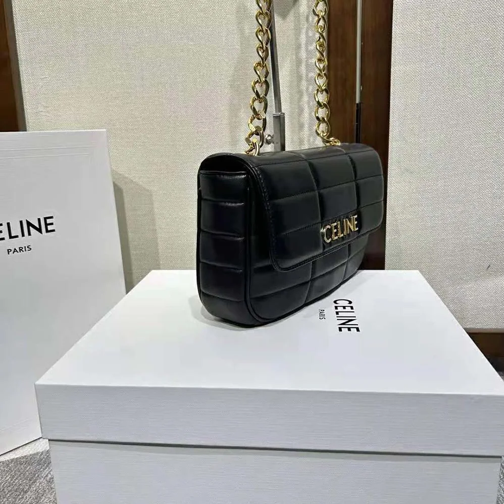 Celine Chain Shoulder Bag Matelasse Monochrome Celine in Quilted Goatskin for Women in Gold