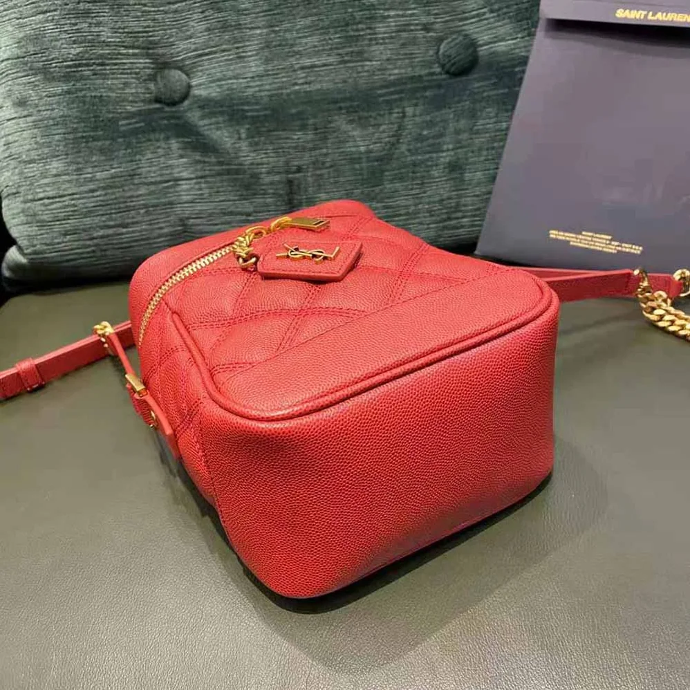 Saint Laurent YSL 80's Vanity Bag in Carre-Quilted Grain DE Poudre Embossed Leather for Women Saint Laurent YSL 80's Vanity Bag in Carre-Quilted Grain DE Poudre Embossed Leather for Women