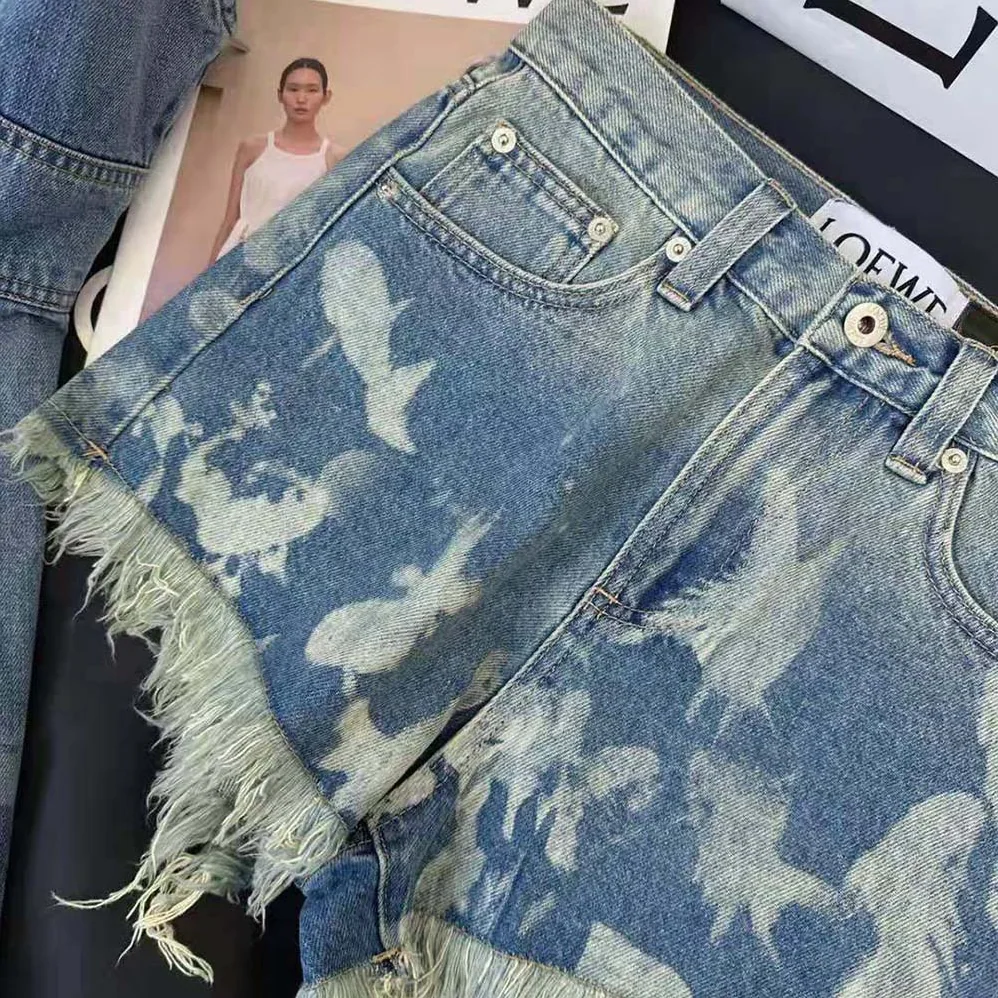 Loewe Fish Shorts in Denim for Women Loewe Fish Shorts in Denim for Women