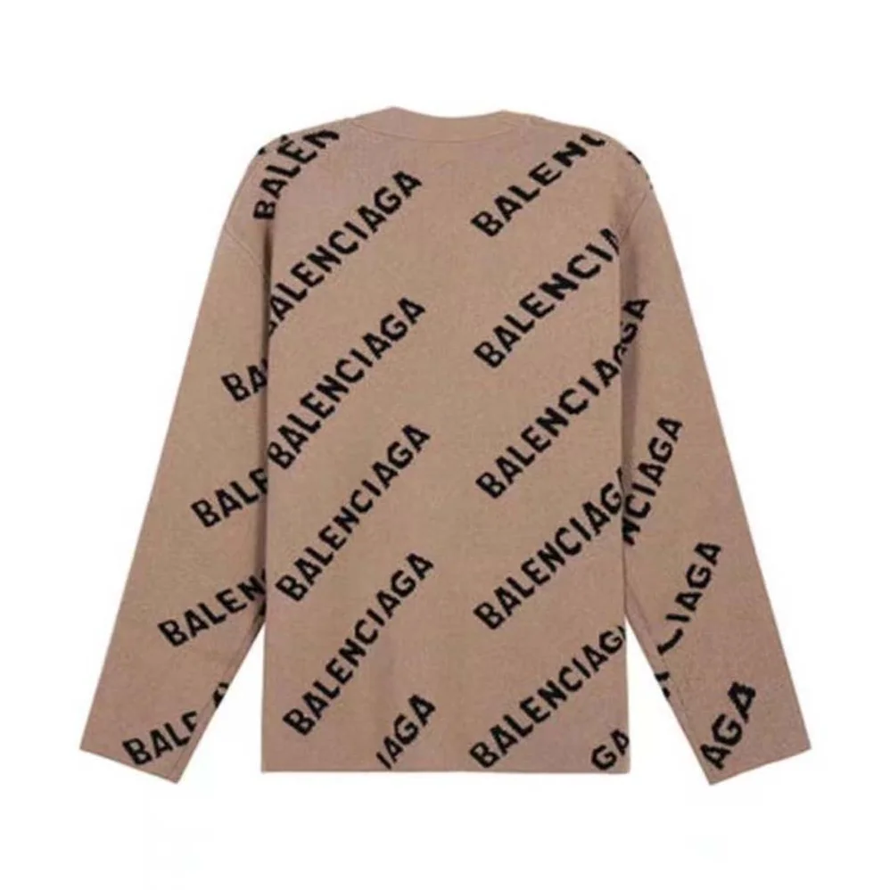 Balenciaga Mini Allover Logo Cardigan in Beige and Black Cotton Knit for Women Balenciaga Mini Allover Logo Cardigan in Beige and Black Cotton Knit for Women