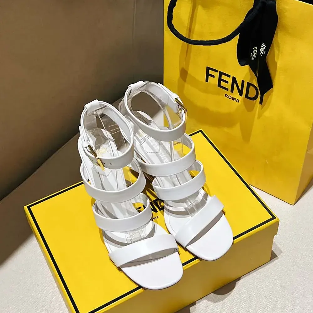 Fendi First White Leather High for Women in heeled Sandals Fendi First White Leather High for Women in heeled Sandals
