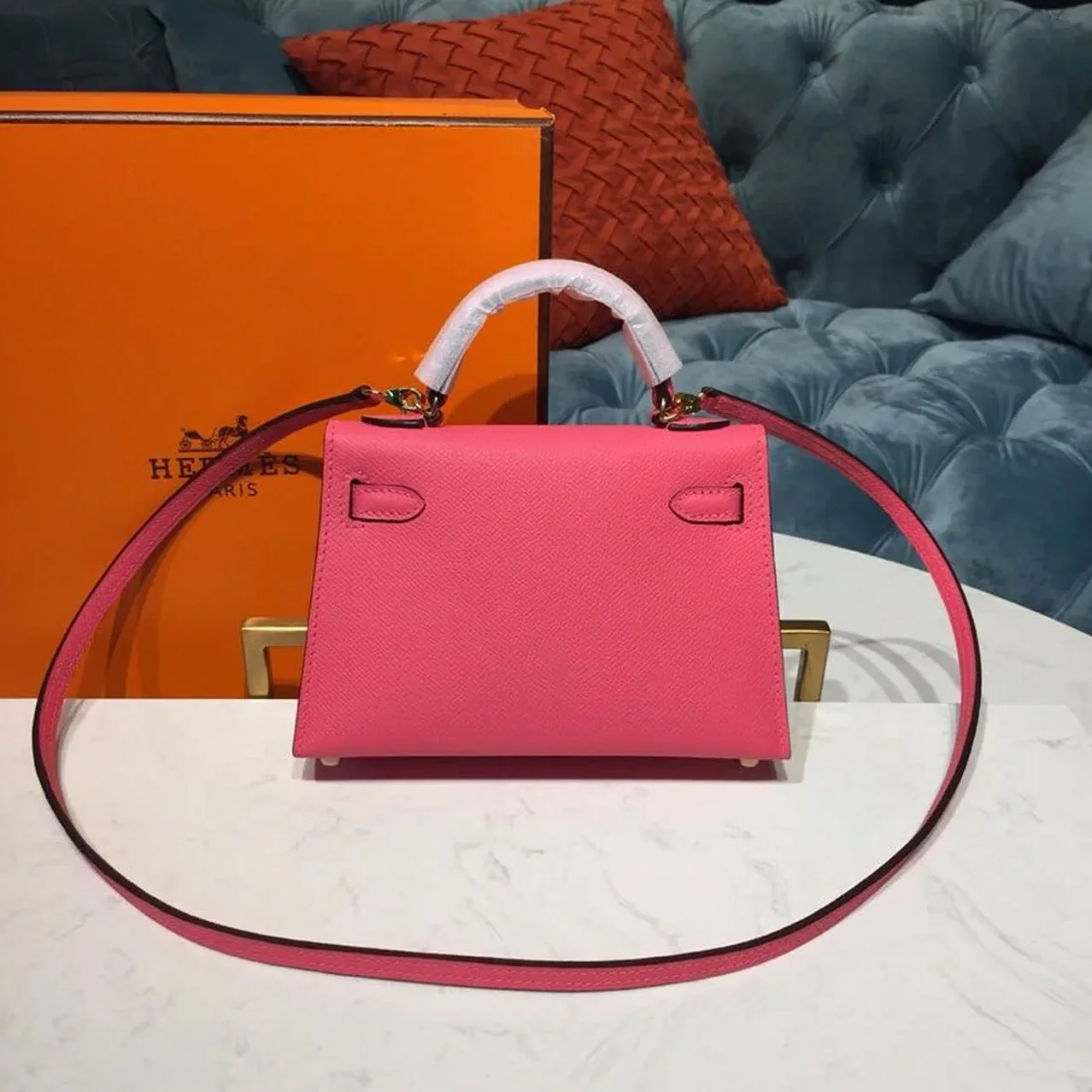 Hermes Mini Kelly Rose Tyrien Gold Toned Hardware / Hermes Mini Kelly Rose Tyrien Gold Toned Hardware /