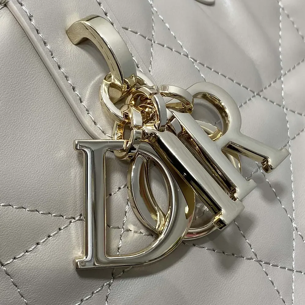 Dior Small Dior Toujours Vertical Tote Bag Powder Beige Macrocannage Calfskin for Women