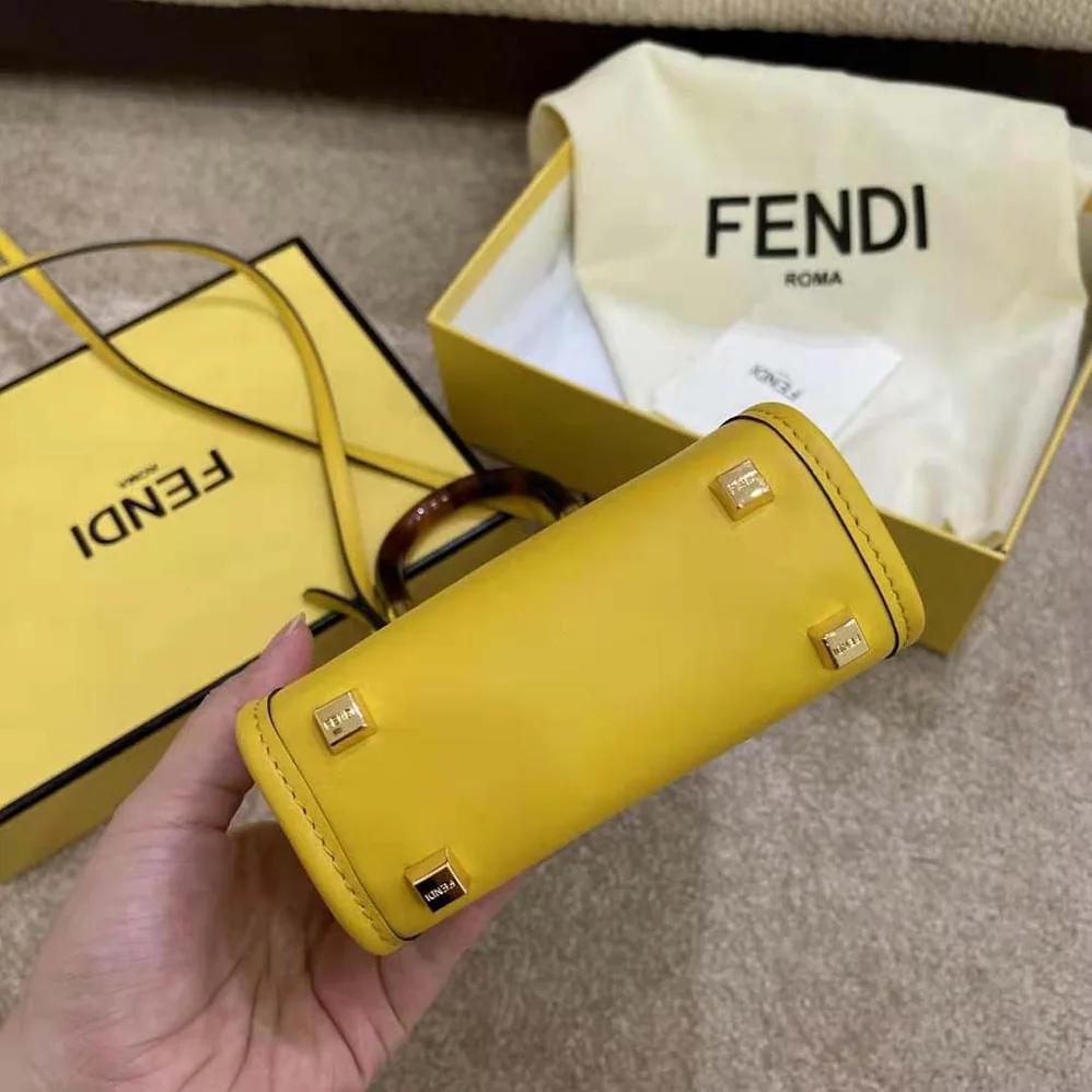 Fendi Mini Sunshine Shopper Leather Mini-Bag for Women in Yellow