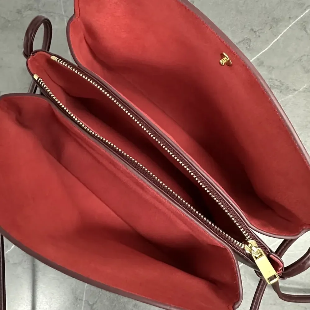 Celine Trio Flap In Smooth Lambskin for Women in Maroon Celine Trio Flap In Smooth Lambskin for Women in Maroon