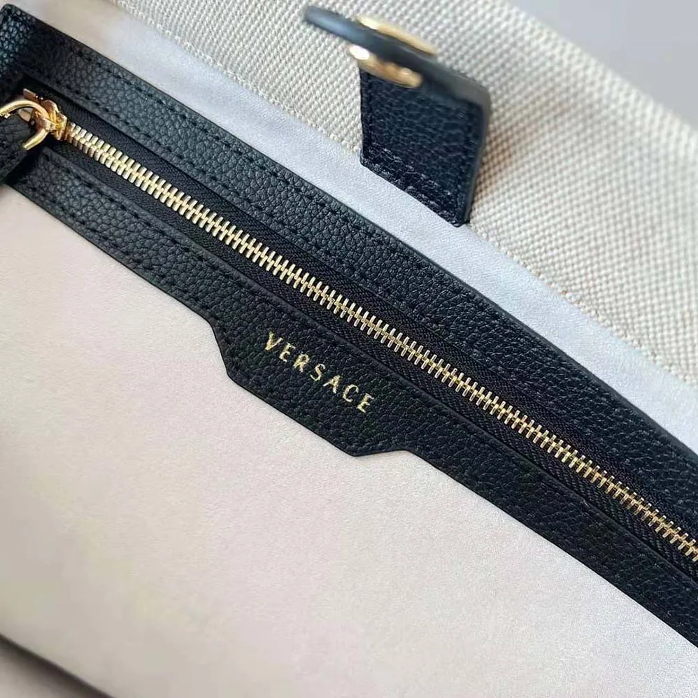 Versace La Medusa Canvas Large Tote Bag for Women in Beige Versace La Medusa Canvas Large Tote Bag for Women in Beige