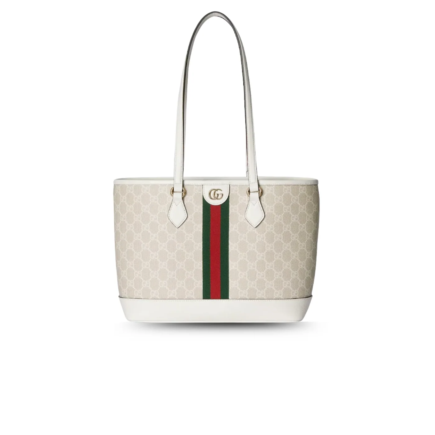 Gucci Ophidia Medium Tote Bag in Beige/ White Gold Hardware
