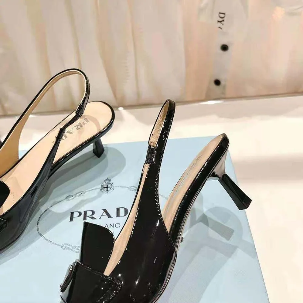 Prada Patent Leather Slingbacks for Women in Black