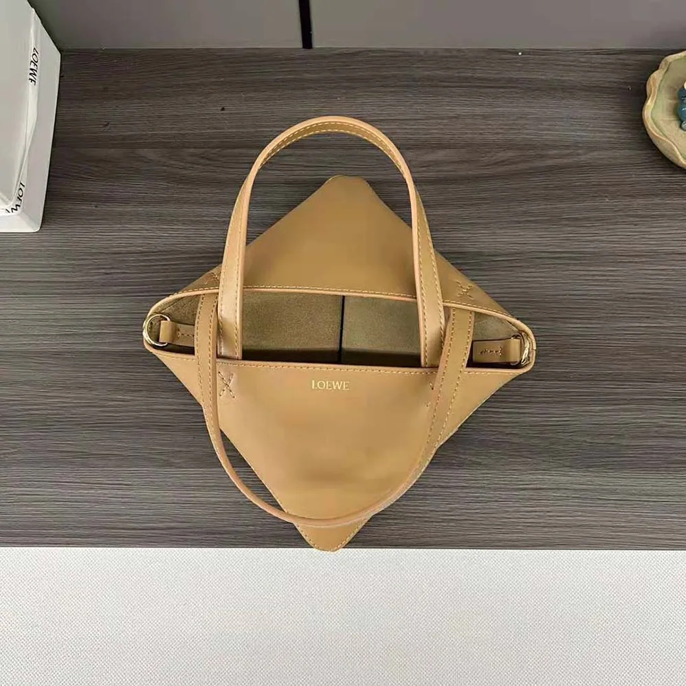 Loewe Mini Puzzle Fold Tote in Shiny Calfskin for Unisex in Brown Loewe Mini Puzzle Fold Tote in Shiny Calfskin for Unisex in Brown