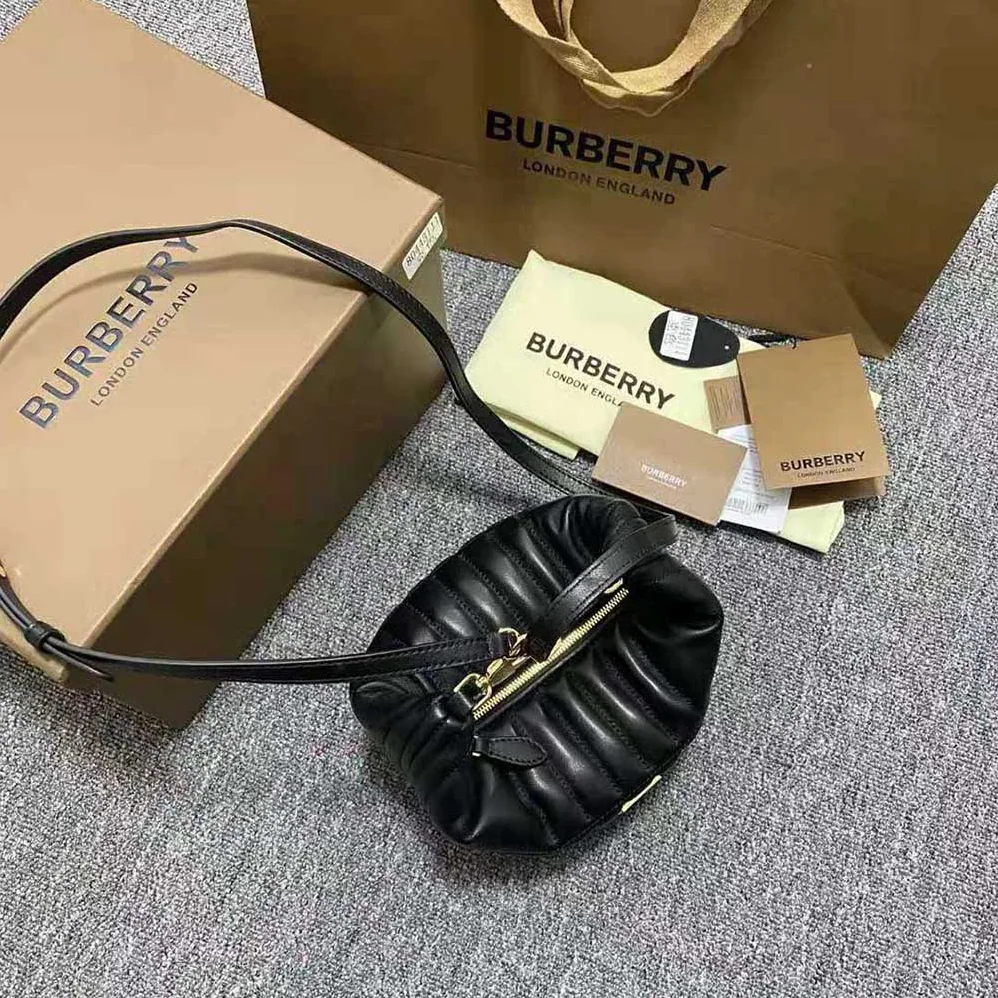 Burberry Small Quilted Lambskin Crescent Lola Bag for Women in Black Burberry Small Quilted Lambskin Crescent Lola Bag for Women in Black