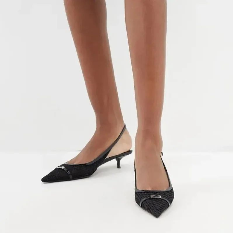 Saint Laurent Slingback Mesh Pumps Black Saint Laurent Slingback Mesh Pumps Black