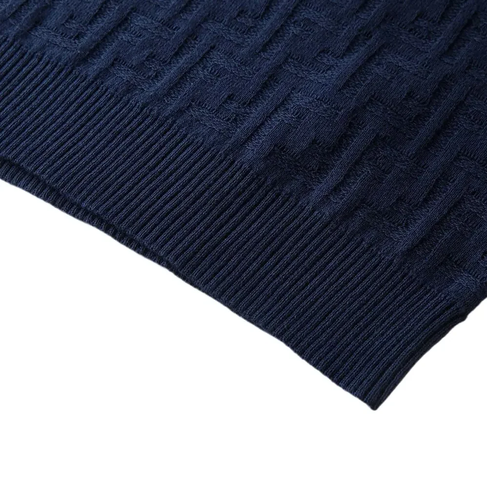 Fendi Dark Blue Cotton Tricot Polo Shirt for Men