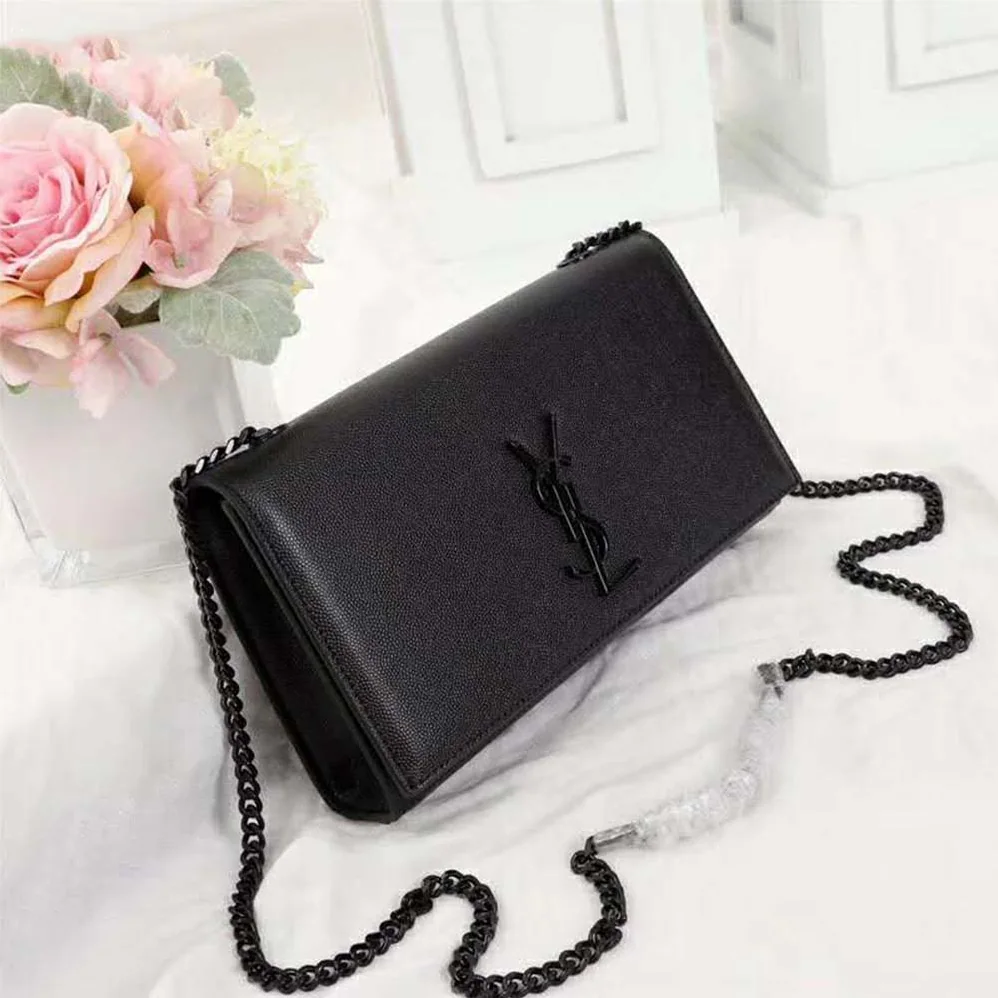 Saint Laurent YSL Kate Medium Grain De Poudre Embossed for Women in Black