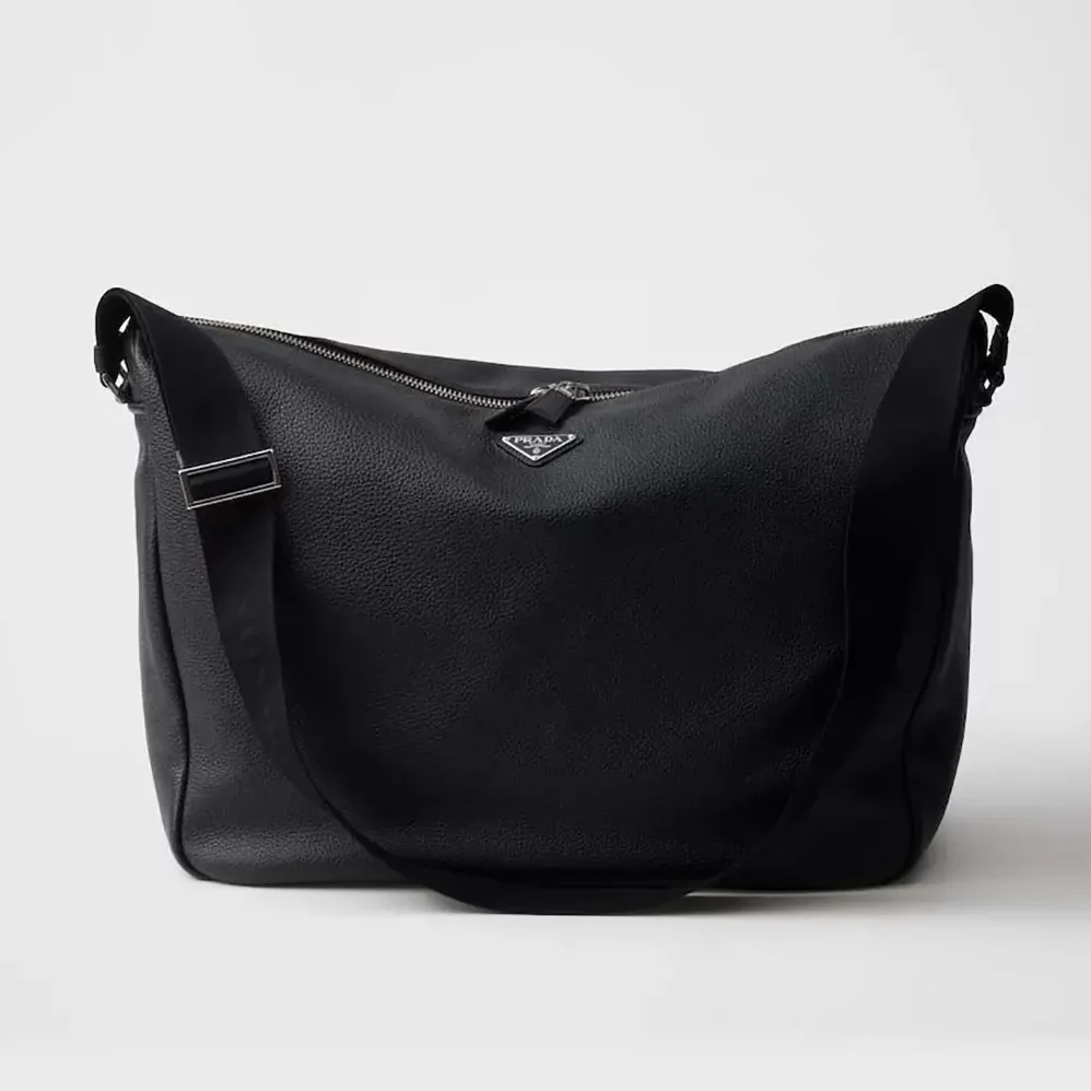 Prada Leather Shoulder Bag for Men in Black Prada Leather Shoulder Bag for Men in Black
