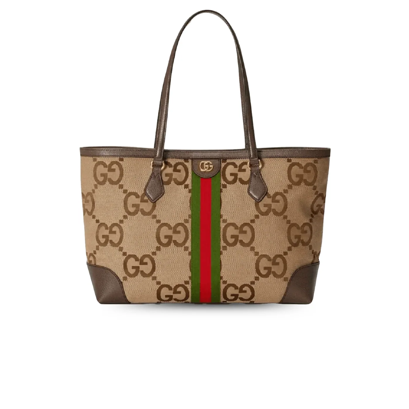 Gucci Ophidia Jumbo GG Medium Tote Bag in Camel/ Ebony Jumbo Canvas Gucci Ophidia Jumbo GG Medium Tote Bag in Camel/ Ebony Jumbo Canvas