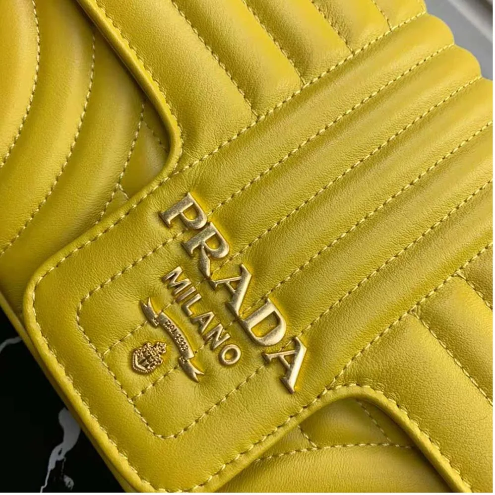 Prada Medium Leather Prada Diagramme Bag for Women in Yellow