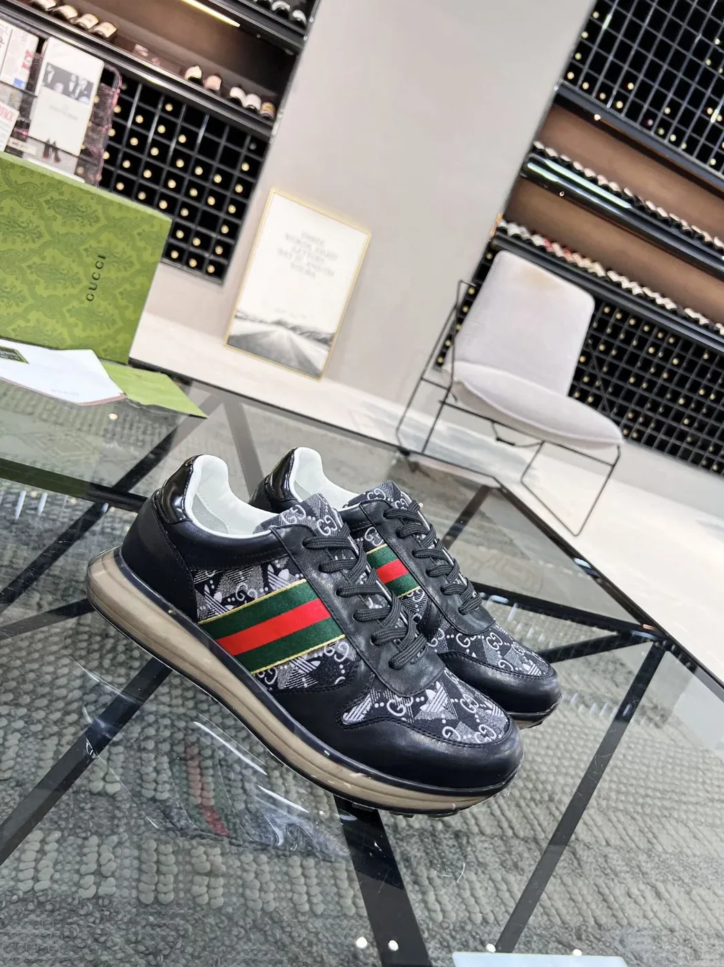 Gucci x Adidas GG Sneakers With Web Black for Men Gucci x Adidas GG Sneakers With Web Black for Men