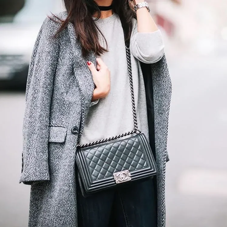 Chanel Boy Medium Crossbody Bag in Black Palladium Hardware