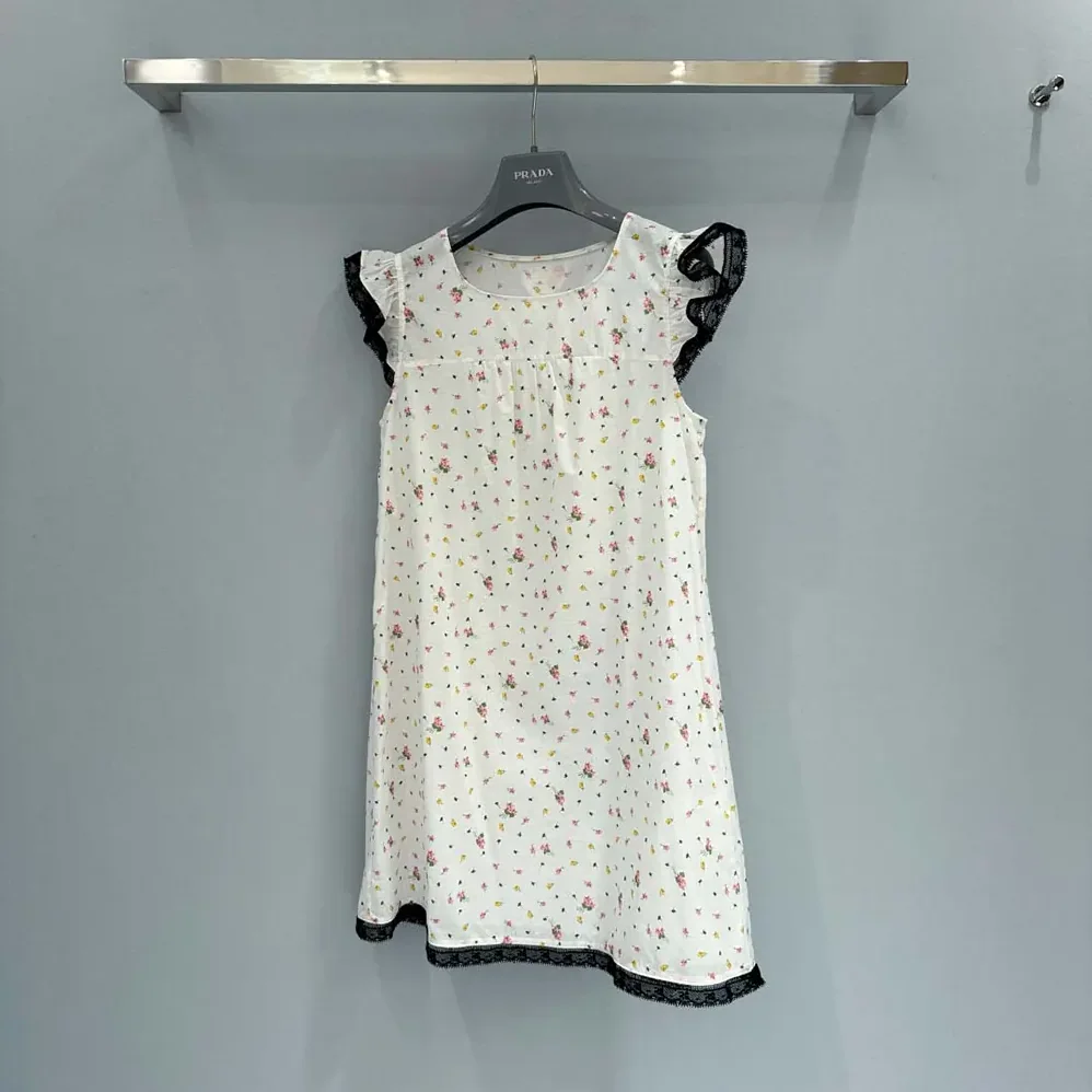Prada Floral Print Cotton Batiste Mini for Women in dress