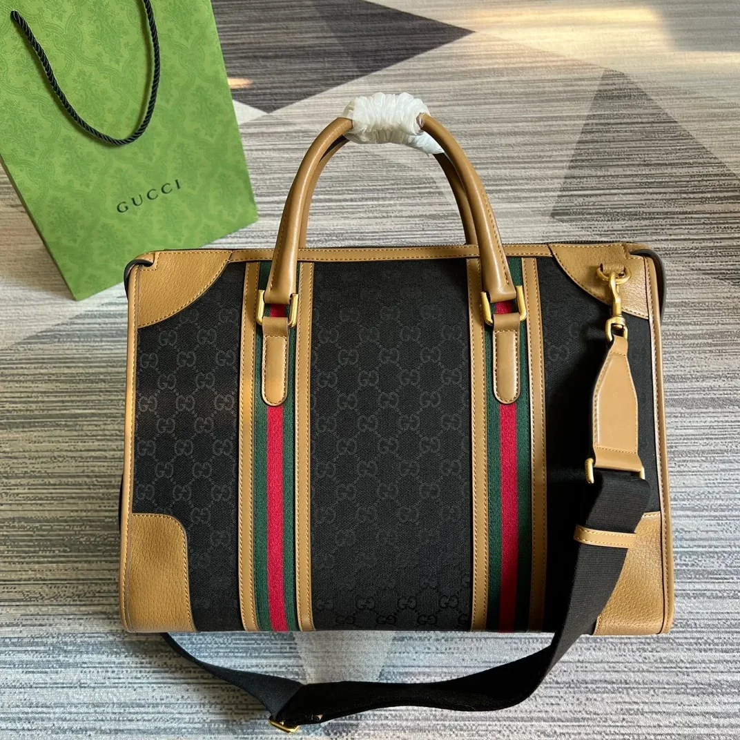 Large Bauletto Top Handle Bag With Double G White in Brown / Large Bauletto Top Handle Bag With Double G White in Brown /