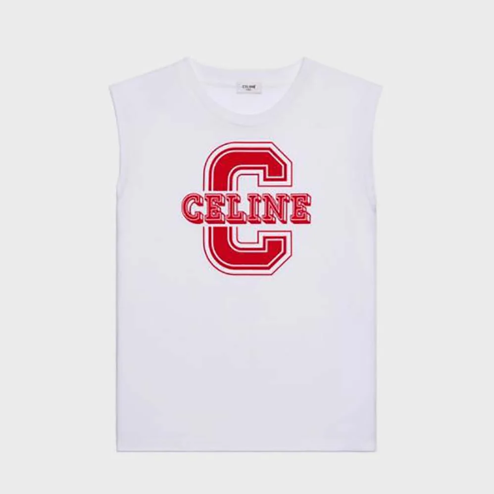 Celine C Cotton Jersey Tank Top for Men in White Celine C Cotton Jersey Tank Top for Men in White