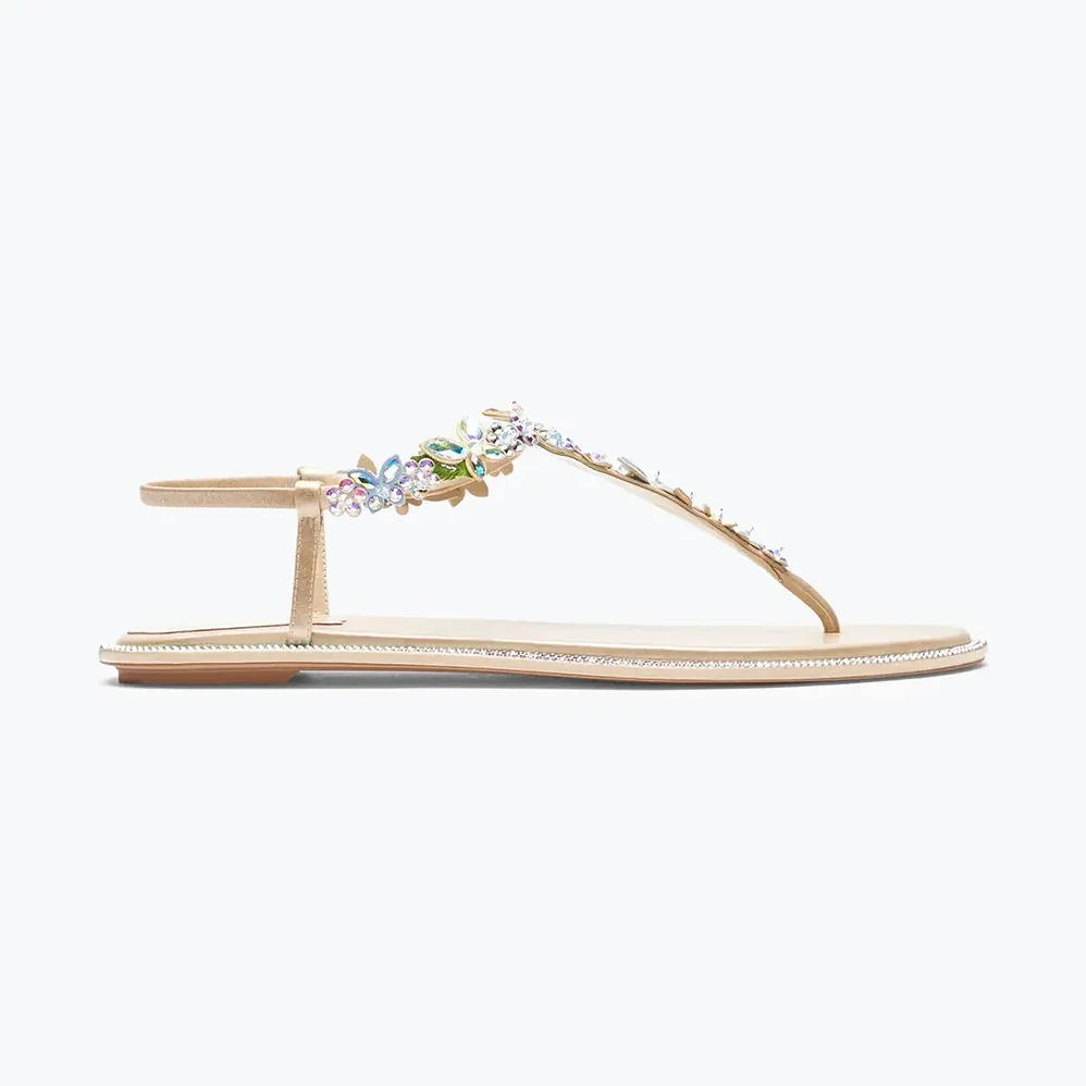 Rene Caovilla Eden Nude Thong Sandal 10 for Women Rene Caovilla Eden Nude Thong Sandal 10 for Women
