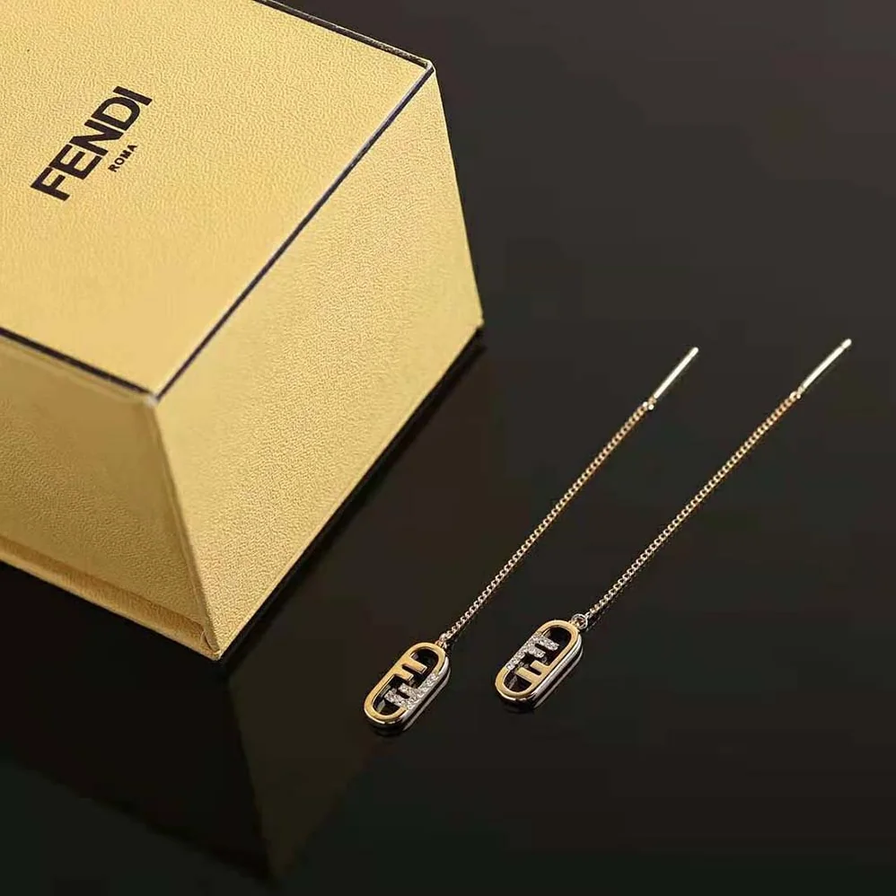 Fendi Fine Chain Earrings with Fendi O'Lock Pendant for Women Fendi Fine Chain Earrings with Fendi O'Lock Pendant for Women