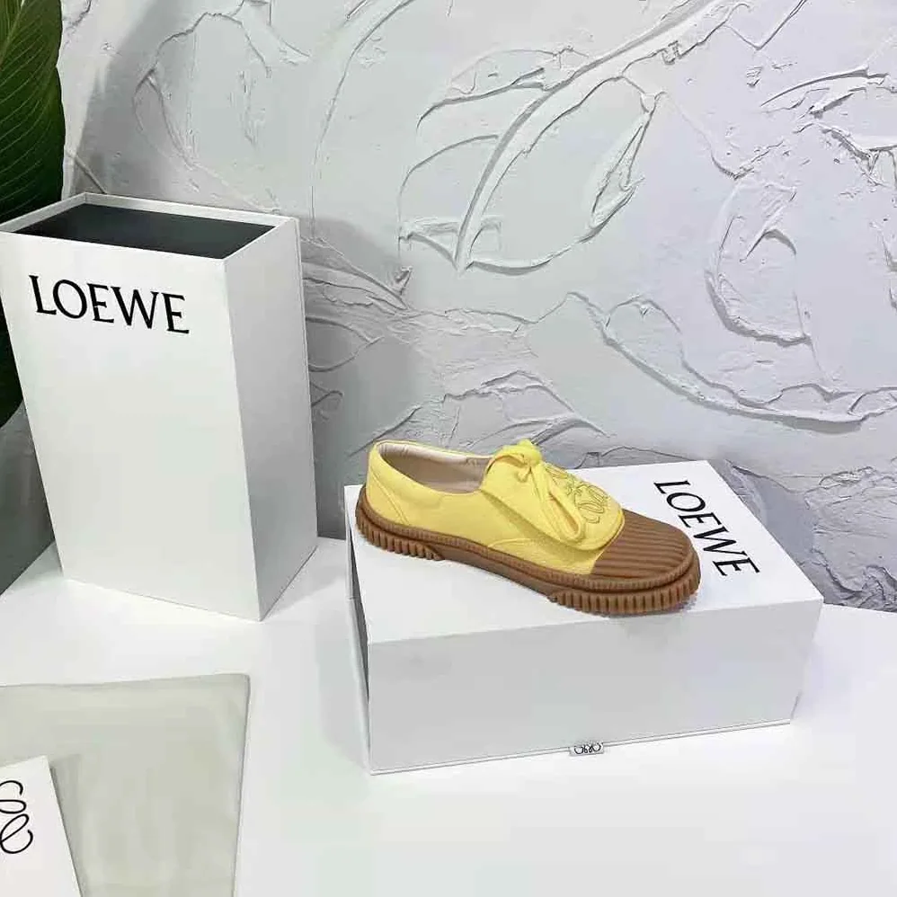 Loewe Anagram Flap Sneaker in Canvas for Women in Yellow Loewe Anagram Flap Sneaker in Canvas for Women in Yellow