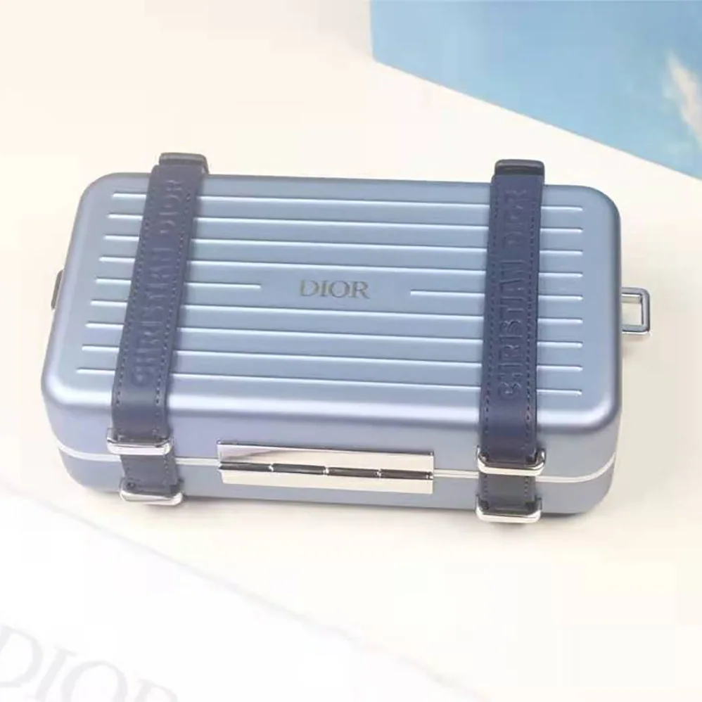 Dior Dior and Rimowa Personal Clutch Aluminum and Grained Calfskin for Men in Blue Dior Dior and Rimowa Personal Clutch Aluminum and Grained Calfskin for Men in Blue