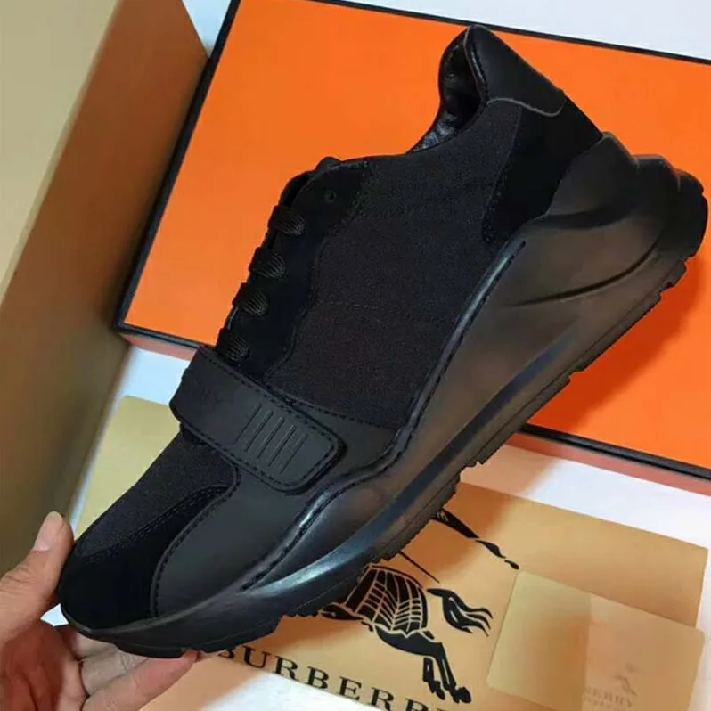 Burberry Suede Neoprene and Leather Sneakers for Men in Black