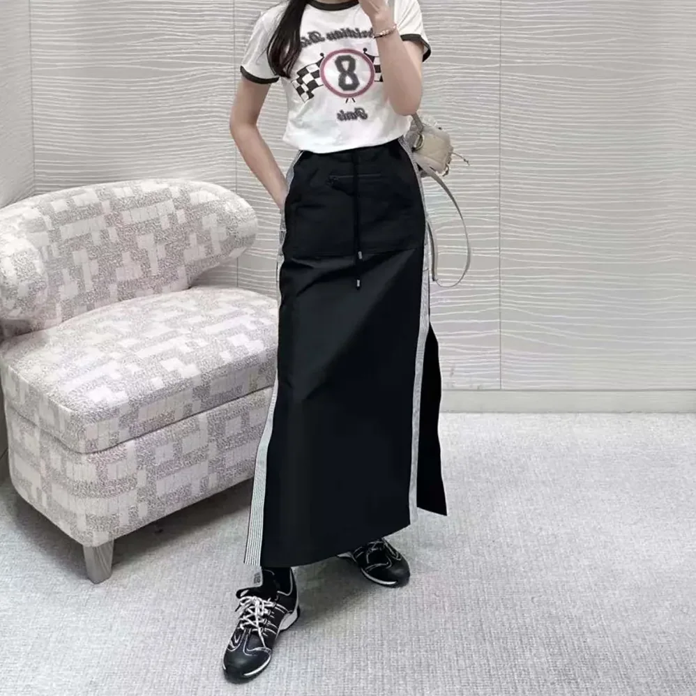 Dior Mid-Length Straight Skirt Black Jacquard Technical Taffeta for Women