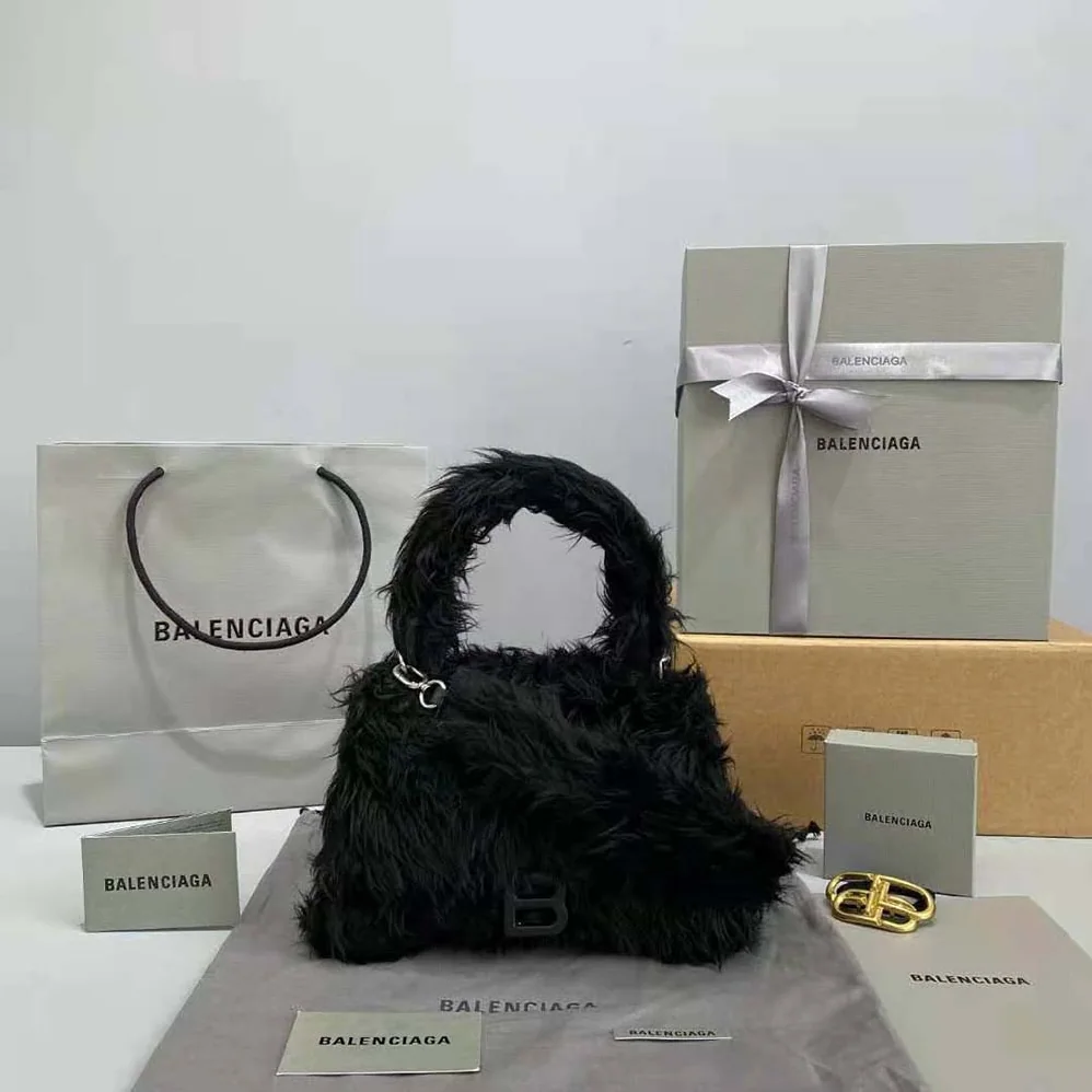 Balenciaga Fluffy Hourglass Top Handle Bag in Back for Women