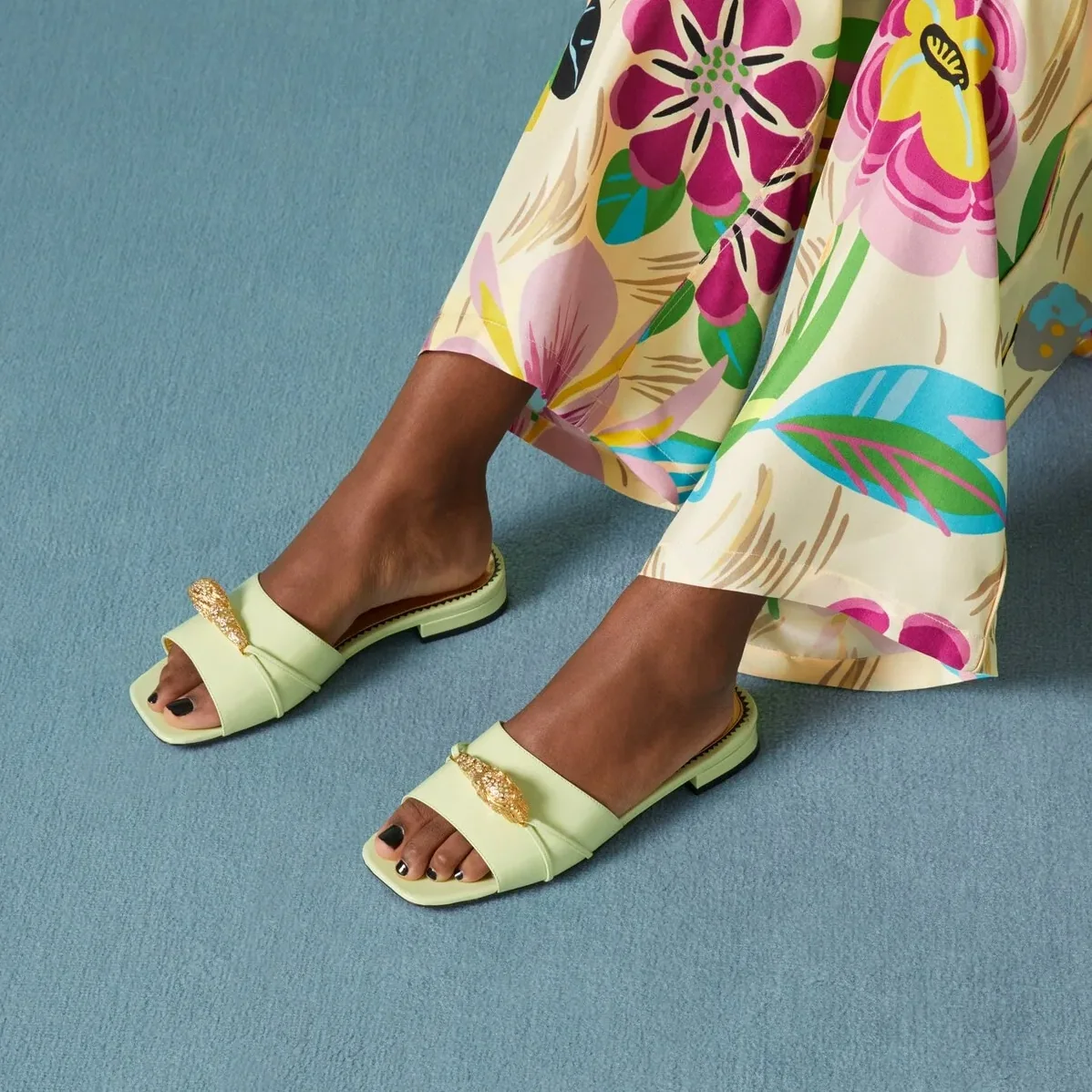 Gucci Slide Sandal With Hardware Light Green Gucci Slide Sandal With Hardware Light Green