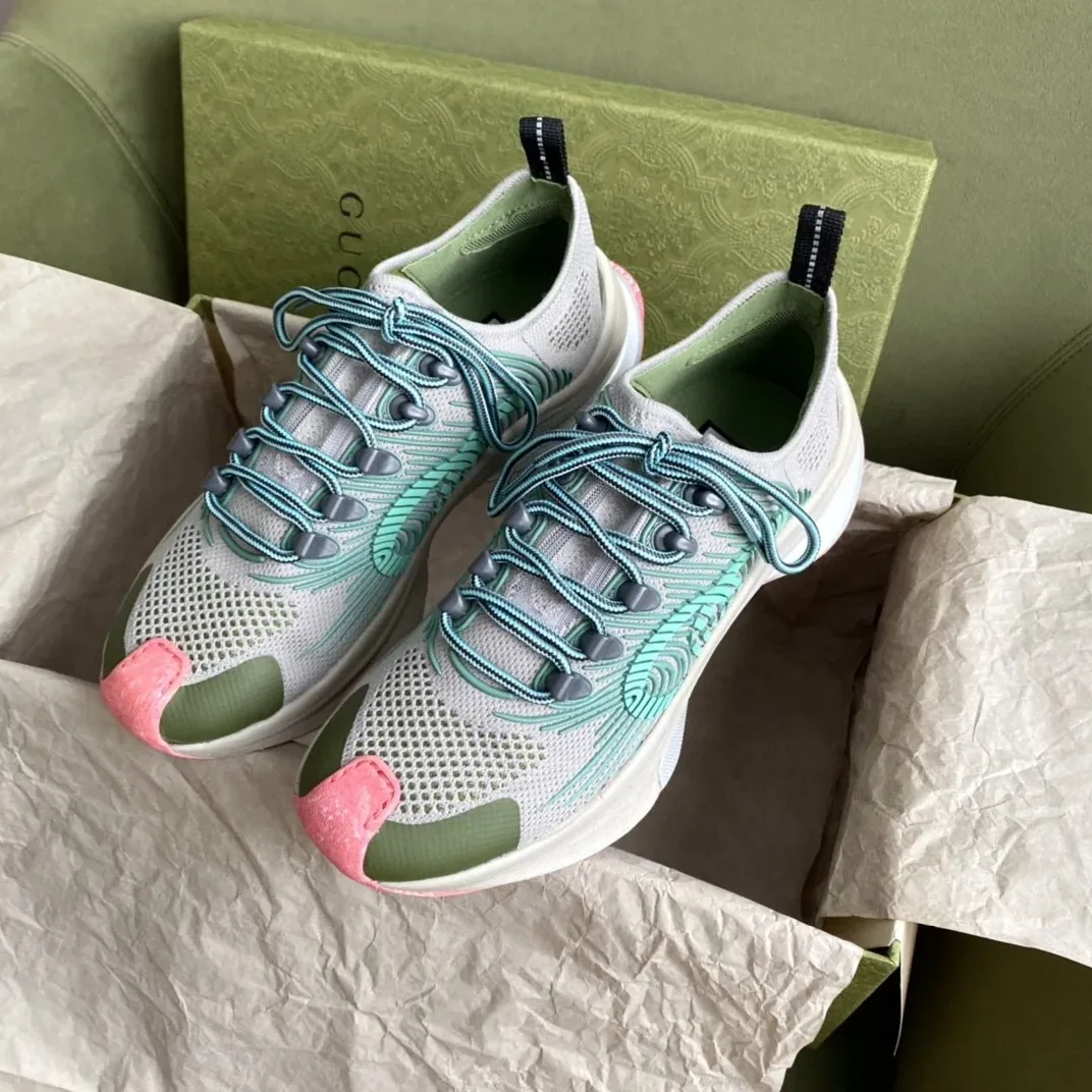 Gucci Run Sneaker Gray Orange for Men Gucci Run Sneaker Gray Orange for Men