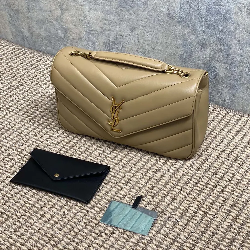 Saint Laurent YSL Loulou Medium in Matelasse Lambskin for Women in Natural Saint Laurent YSL Loulou Medium in Matelasse Lambskin for Women in Natural