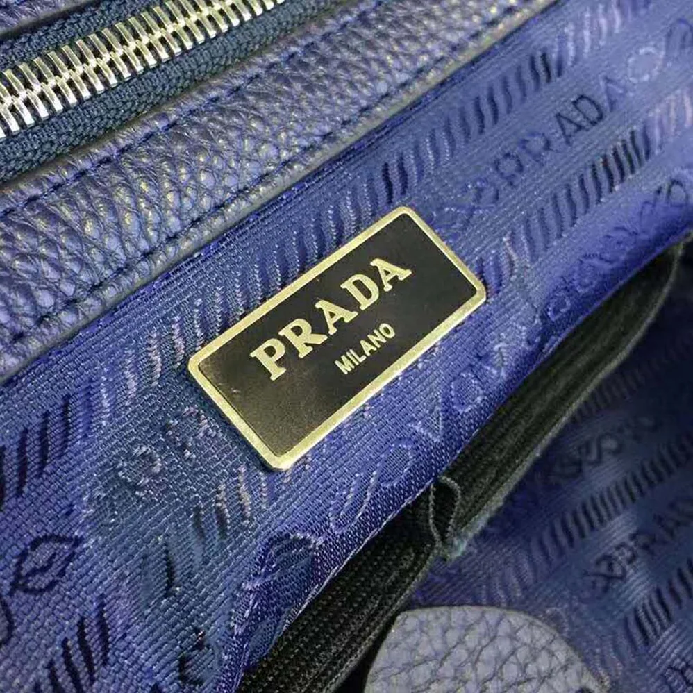 Prada Saffiano Leather Briefcase Bag for Men in Navy